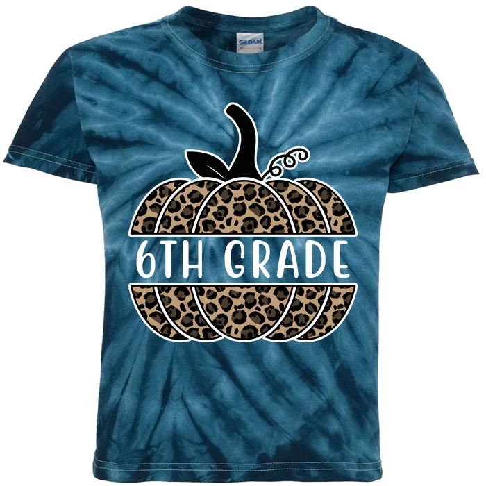 6th Grade Leopard Pumpkin Kids Tie-Dye T-Shirt