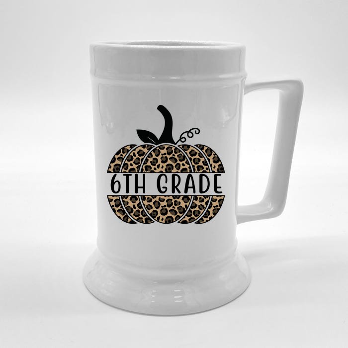 6th Grade Leopard Pumpkin Front & Back Beer Stein