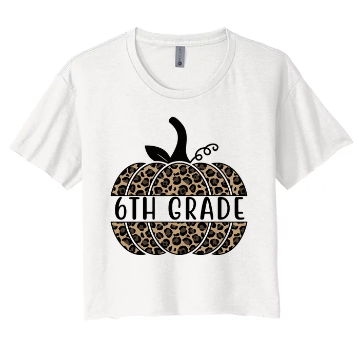 6th Grade Leopard Pumpkin Women's Crop Top Tee