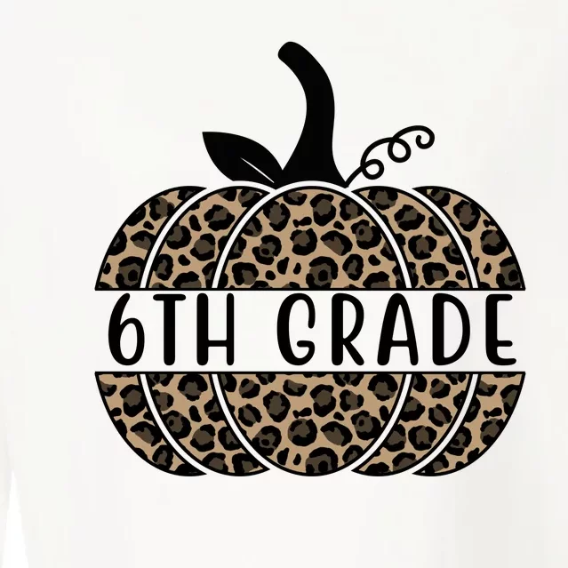 6th Grade Leopard Pumpkin Cropped Pullover Crew