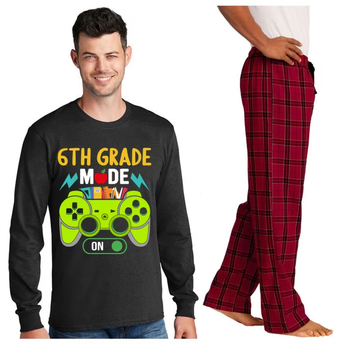 6Th Grade Mode On Gamer Back To School First Days Funny Gift Long Sleeve Pajama Set