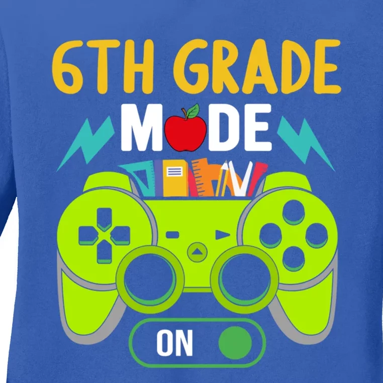 6Th Grade Mode On Gamer Back To School First Days Funny Gift Ladies Long Sleeve Shirt