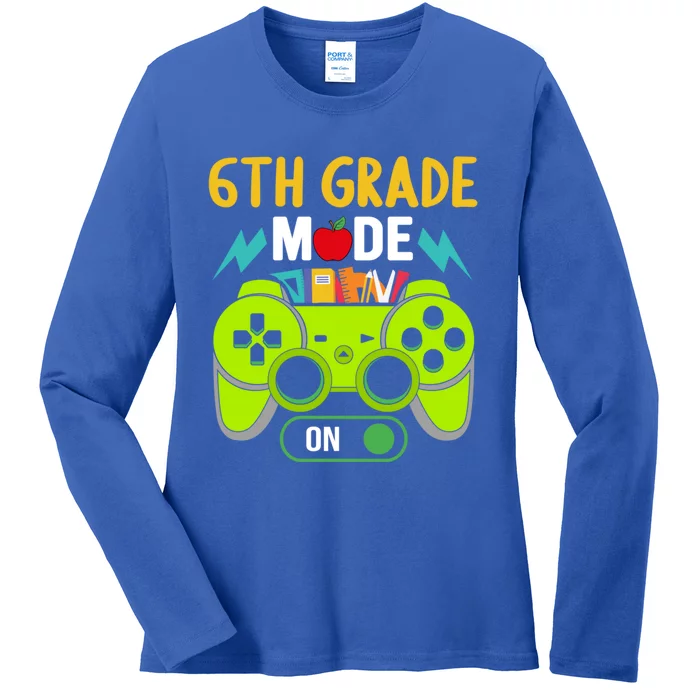 6Th Grade Mode On Gamer Back To School First Days Funny Gift Ladies Long Sleeve Shirt