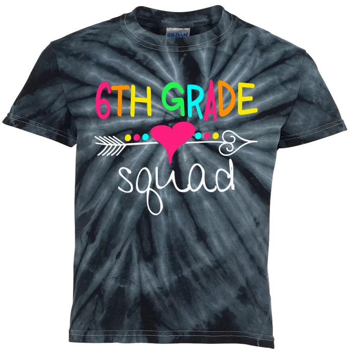 6th Grade Squad Sixth Teacher Student Team Back To School Gift Kids Tie-Dye T-Shirt