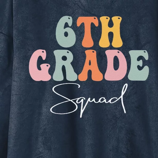 6th Grade Squad Retro Groovy Funny Happy First Day Of School Hooded Wearable Blanket