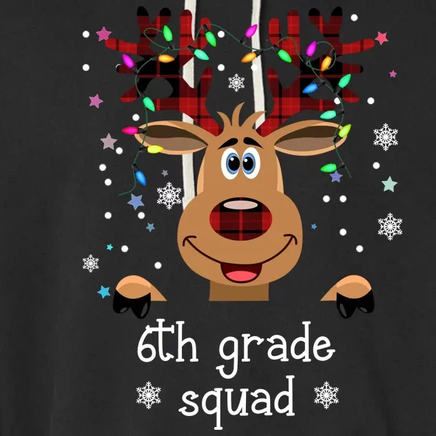 6th Grade Squad Reindeer Christmas Garment-Dyed Fleece Hoodie