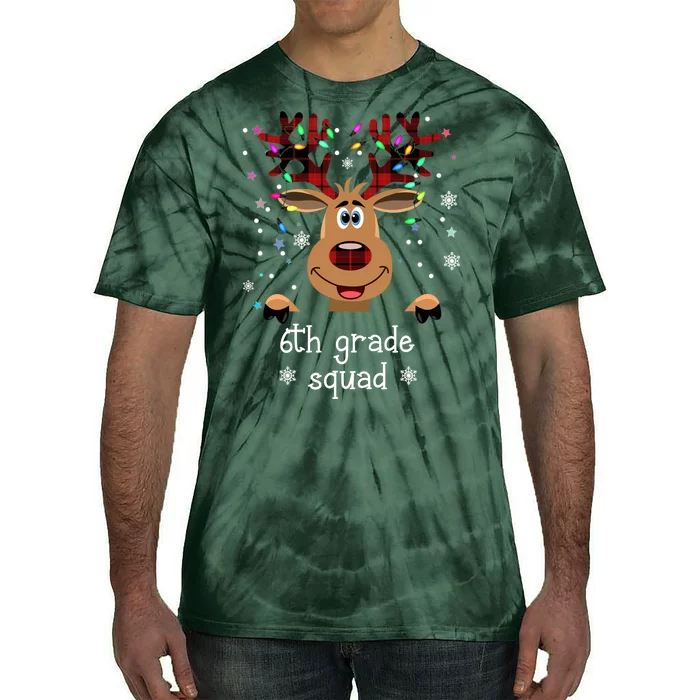 6th Grade Squad Reindeer Christmas Tie-Dye T-Shirt