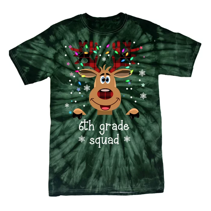 6th Grade Squad Reindeer Christmas Tie-Dye T-Shirt