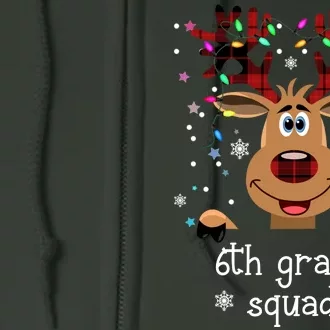 6th Grade Squad Reindeer Christmas Full Zip Hoodie