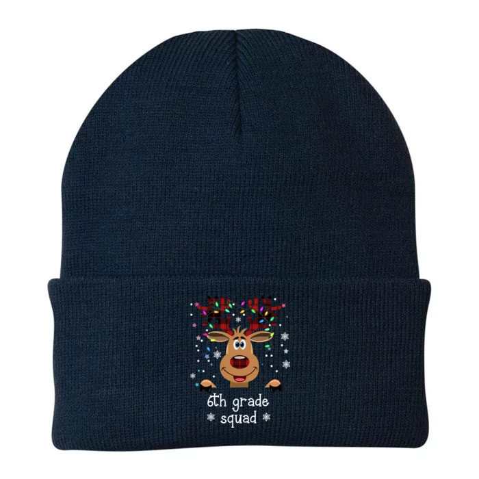 6th Grade Squad Reindeer Christmas Knit Cap Winter Beanie