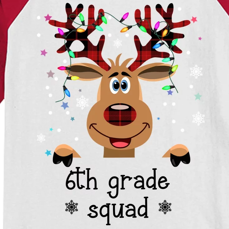 6th Grade Squad Reindeer Christmas Kids Colorblock Raglan Jersey