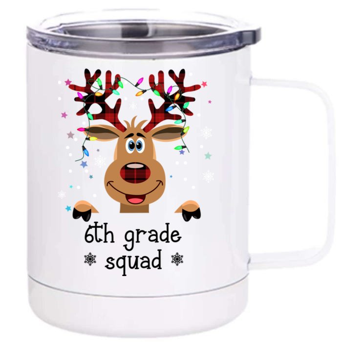 6th Grade Squad Reindeer Christmas Front & Back 12oz Stainless Steel Tumbler Cup