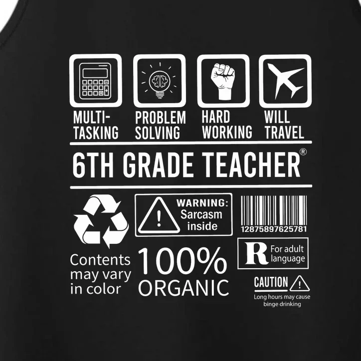 6th Grade Teacher MultiTasking Certified Job Gift Sixth Grade Performance Tank