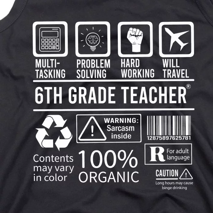 6th Grade Teacher MultiTasking Certified Job Back To School Gift Tank Top