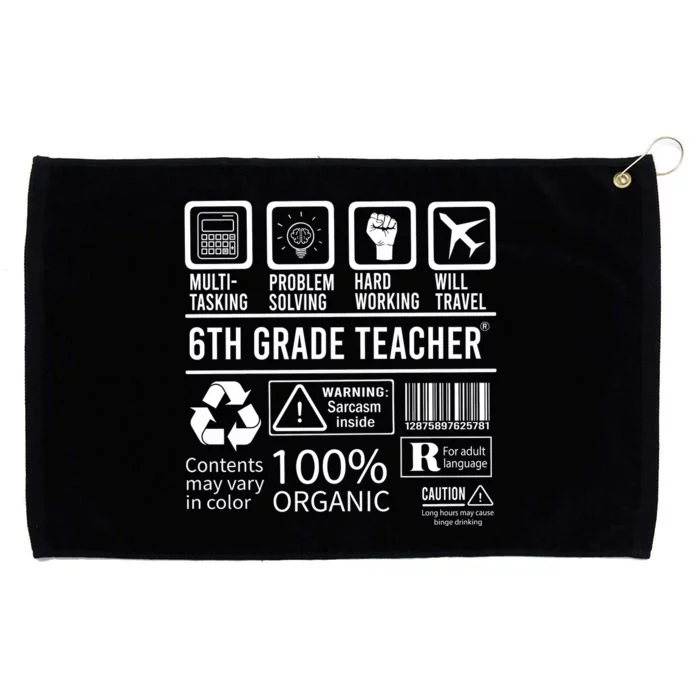 6th Grade Teacher MultiTasking Certified Job Back To School Gift Grommeted Golf Towel