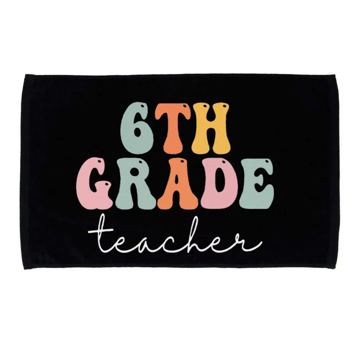 6th Grade Teacher Retro Groovy Vintage First Day Of School Microfiber Hand Towel