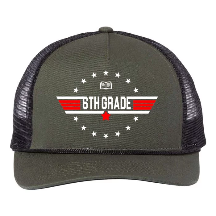 6th Grade Top Gun Pilot Back To School Retro Rope Trucker Hat Cap