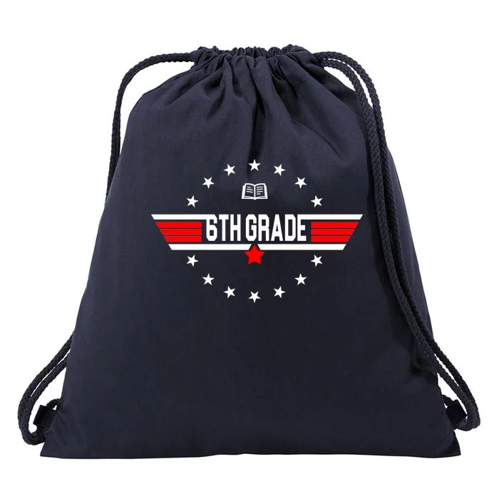 6th Grade Top Gun Pilot Back To School Drawstring Bag