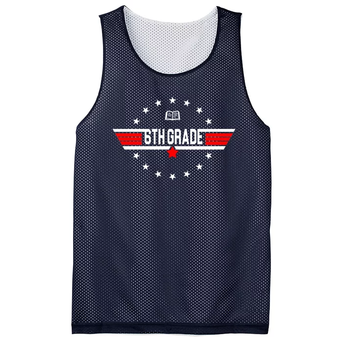 6th Grade Top Gun Pilot Back To School Mesh Reversible Basketball Jersey Tank