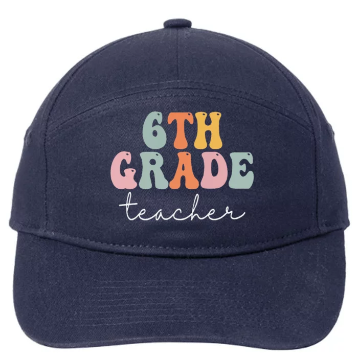 6th Grade Teacher Retro Groovy Vintage First Day Of School 7-Panel Snapback Hat