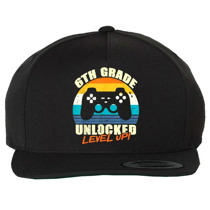 6Th Grade Unlocked Level Up Gamer Back To School Sixth Grade Gift Wool Snapback Cap