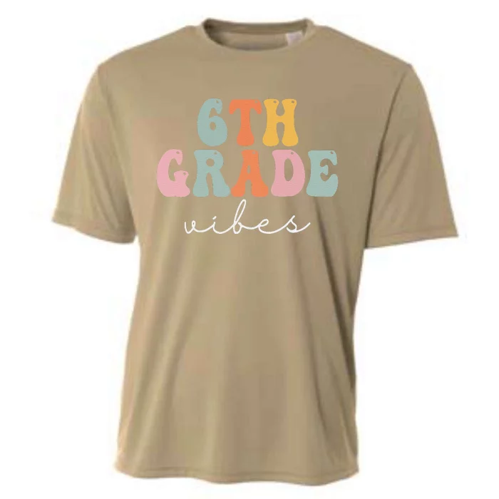 6th Grade Vibes Retro Groovy Funny Happy First Day Of School Cooling Performance Crew T-Shirt