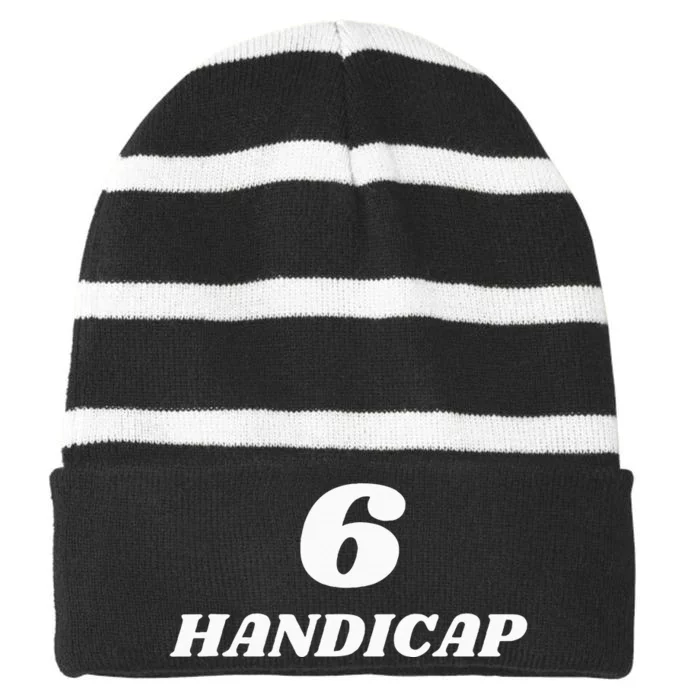 6 Handicap Golf Biden Funny Striped Beanie with Solid Band