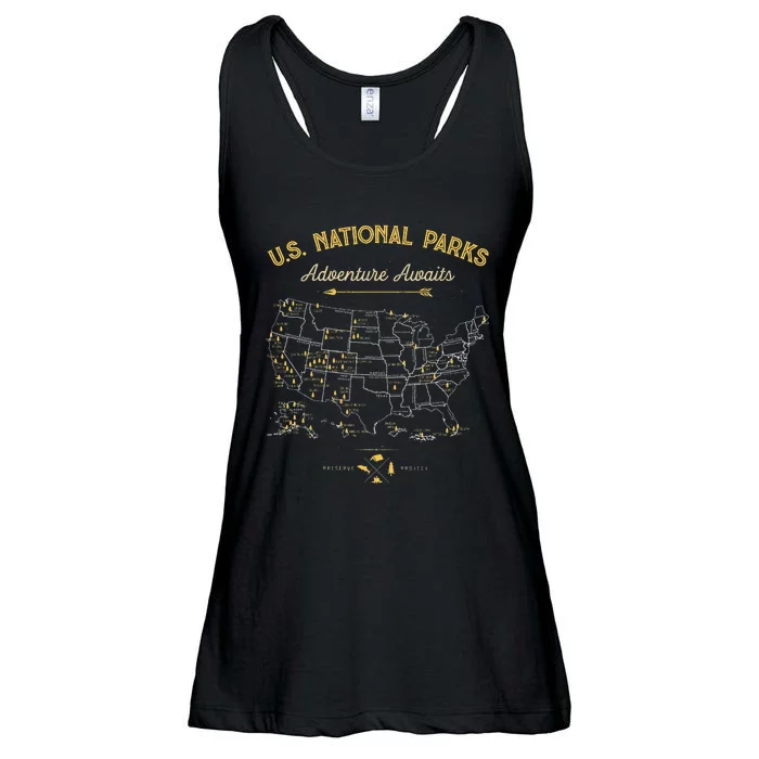 62 National Parks Map Gifts US Park Camping Ladies Essential Flowy Tank