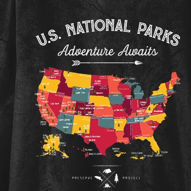 62 National Parks Map US Park Retro Vintage Camping Hiking Hooded Wearable Blanket