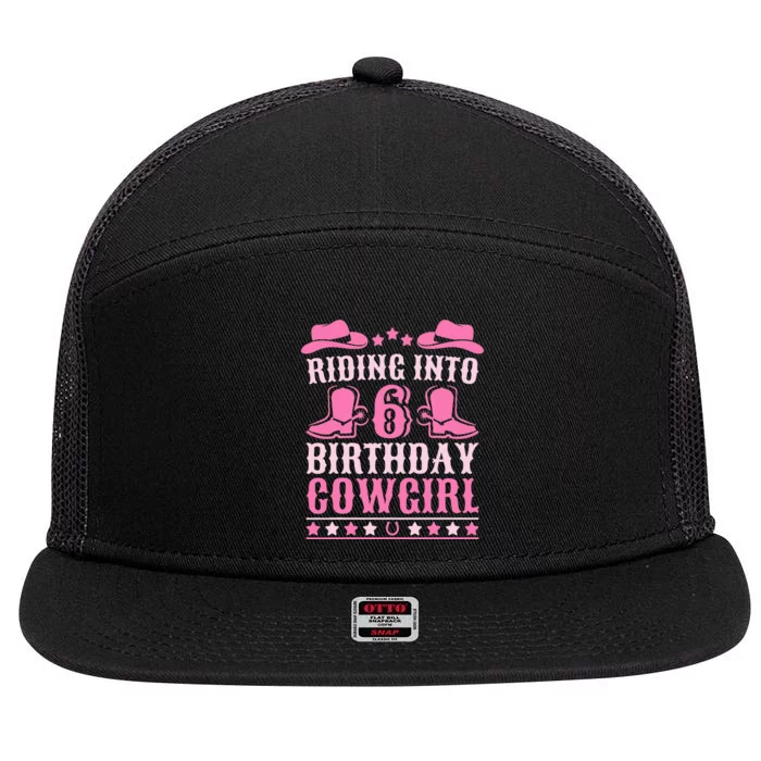 6yr Old Birthday Cowgirl 6 Year Old Girl 6th Birthday 7 Panel Mesh Trucker Snapback Hat