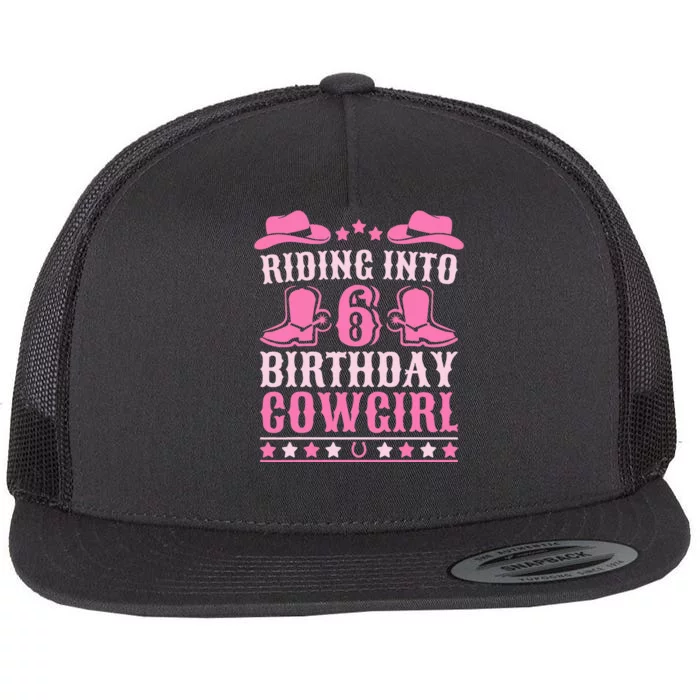 6yr Old Birthday Cowgirl 6 Year Old Girl 6th Birthday Flat Bill Trucker Hat