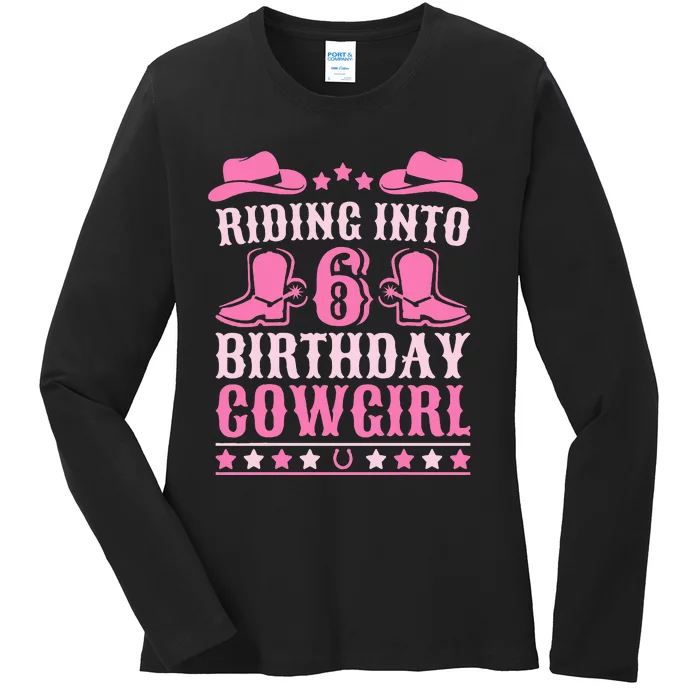 6yr Old Birthday Cowgirl 6 Year Old Girl 6th Birthday Ladies Long Sleeve Shirt