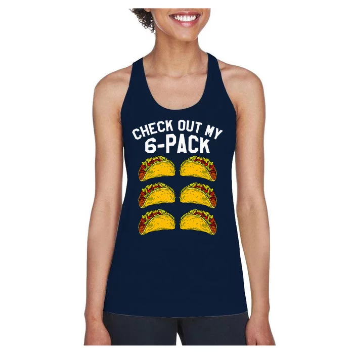 6 Pack Fitness Taco Funny Mexican Gym Top for Taco Lovers Women's Racerback Tank