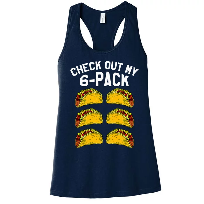 6 Pack Fitness Taco Funny Mexican Gym Top for Taco Lovers Women's Racerback Tank