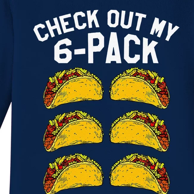 6 Pack Fitness Taco Funny Mexican Gym Top For Taco Lovers Baby Long Sleeve Bodysuit