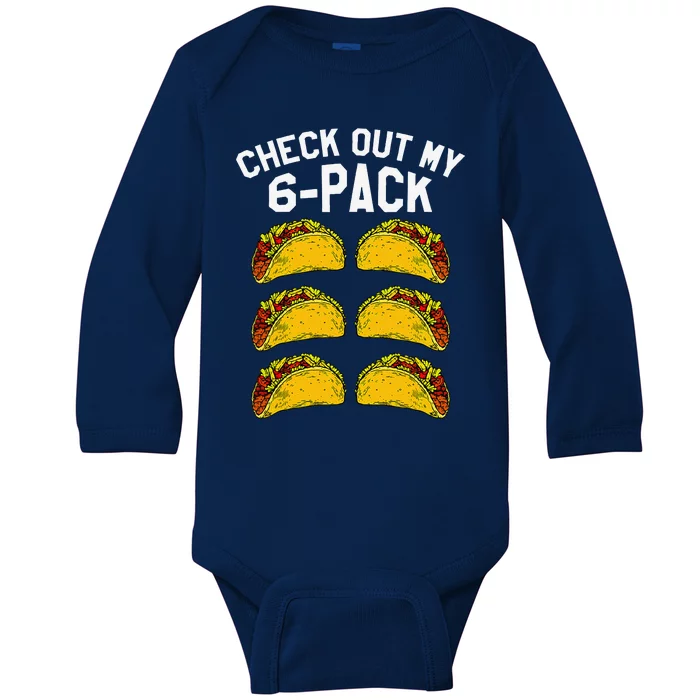 6 Pack Fitness Taco Funny Mexican Gym Top For Taco Lovers Baby Long Sleeve Bodysuit