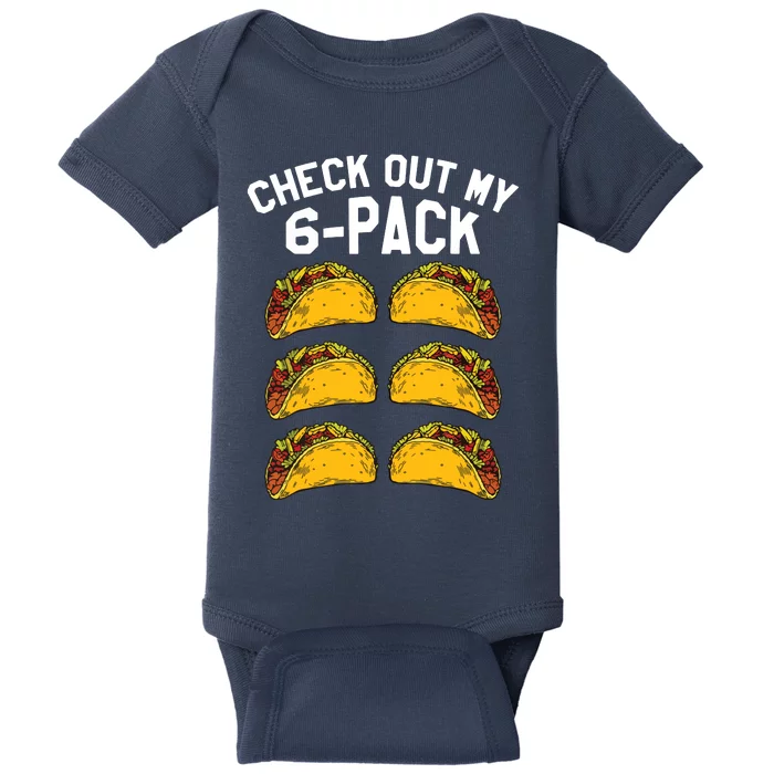 6 Pack Fitness Taco Funny Mexican Gym Top For Taco Lovers Baby Bodysuit