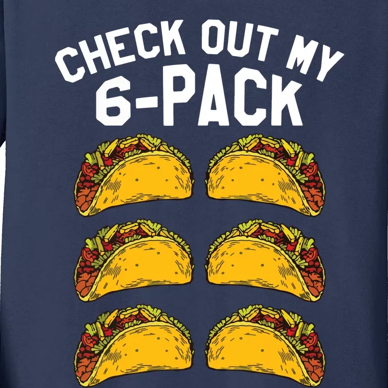 6 Pack Fitness Taco Funny Mexican Gym Top For Taco Lovers Kids Long Sleeve Shirt