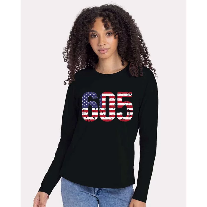 605 South Dakota Area Code Womens Cotton Relaxed Long Sleeve T-Shirt