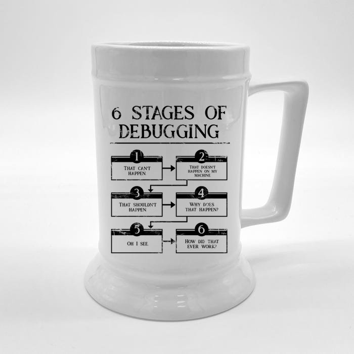 6 Stages Of Debugging Front & Back Beer Stein