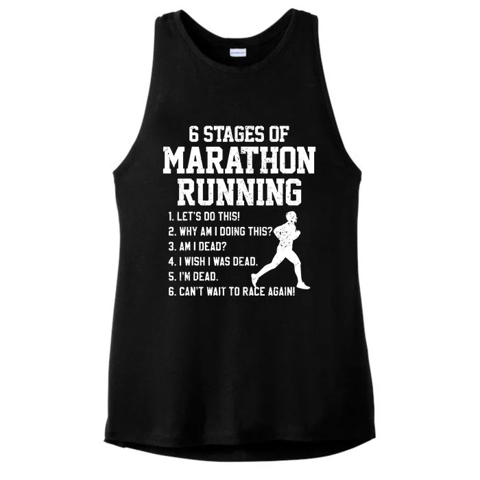 6 Stages Of Marathon Running Funny Runner Gift Ladies Tri-Blend Wicking Tank