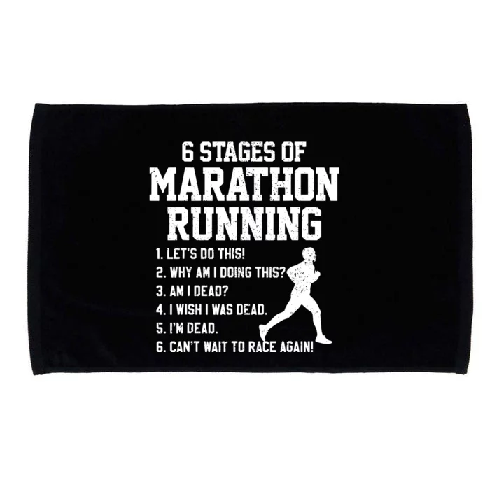 6 Stages Of Marathon Running Funny Runner Gift Microfiber Hand Towel