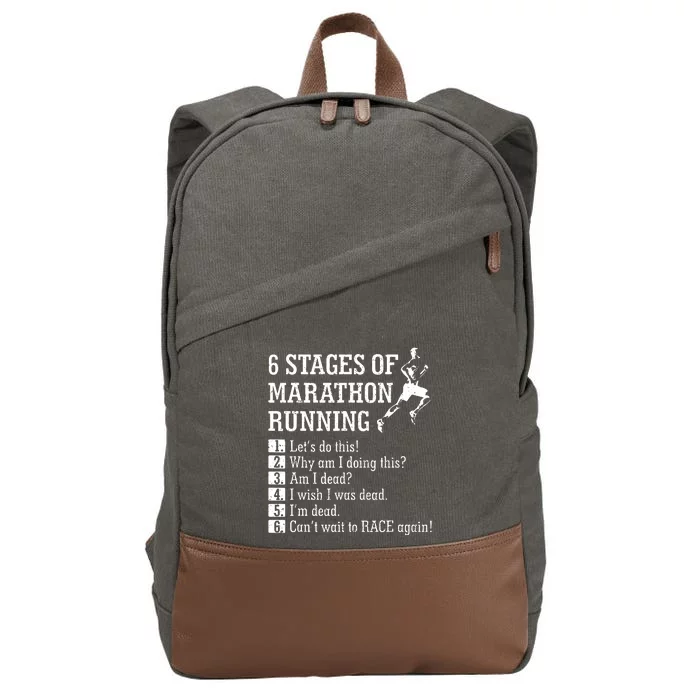 6 Stages Of Marathon Running Gift For Runner Cotton Canvas Backpack