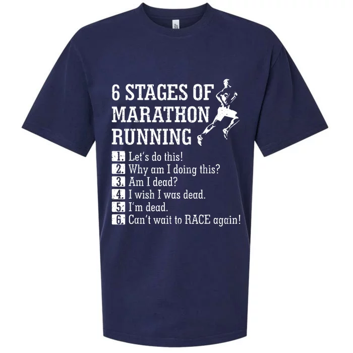 6 Stages Of Marathon Running Gift For Runner Sueded Cloud Jersey T-Shirt