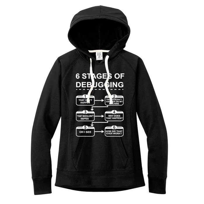 6 Stages Of Debugging Design Programming Computer Science Gift Women's Fleece Hoodie