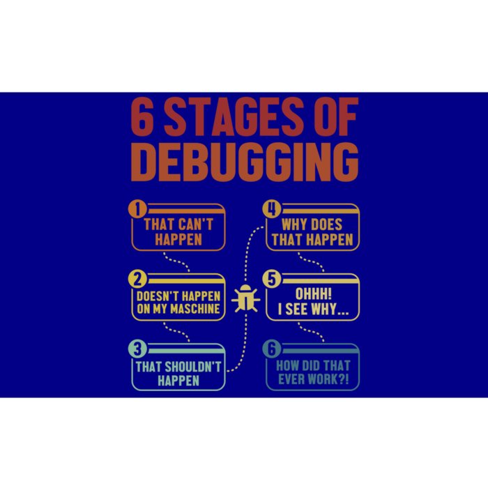 6 Stages Of Debugging Full Stack Coder Software Developer Funny Gift Bumper Sticker