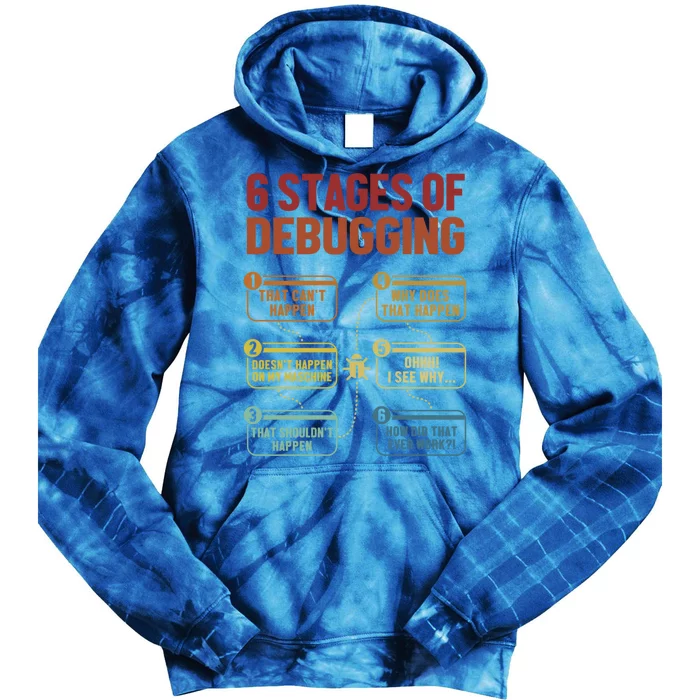 6 Stages Of Debugging Full Stack Coder Software Developer Funny Gift Tie Dye Hoodie