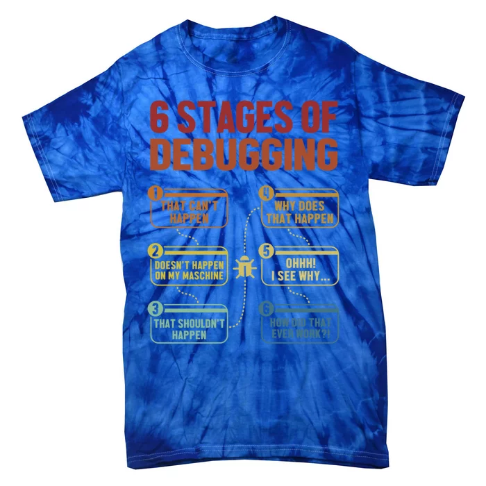 6 Stages Of Debugging Full Stack Coder Software Developer Funny Gift Tie-Dye T-Shirt