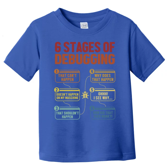 6 Stages Of Debugging Full Stack Coder Software Developer Funny Gift Toddler T-Shirt