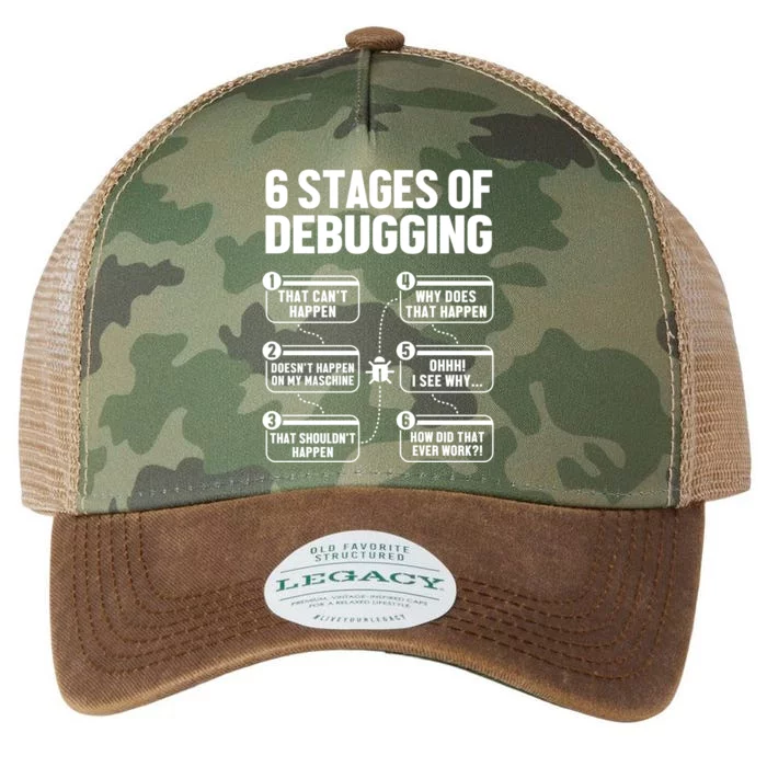 6 Stages Of Debugging Full Stack Coder Software Developer Gift Legacy Tie Dye Trucker Hat